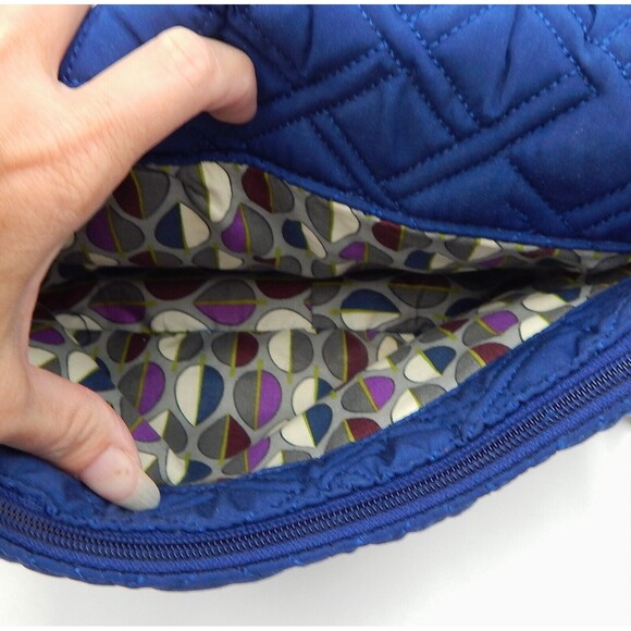 Vera Bradley Navy Quilted Purse Handbag Chain Leather Strap Shoulder Bag - Picture 6 of 16